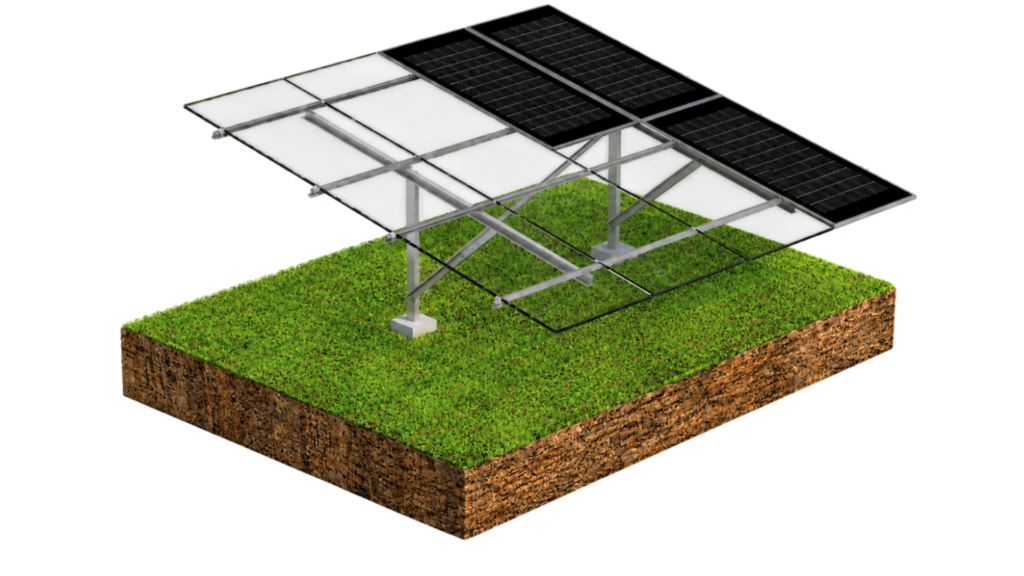 Estrutura para placas fotovoltaicas. Estrutura para solo. Linha Prime Modular SSM.